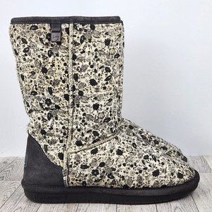 BearPaw Black and Cream Winter Boots